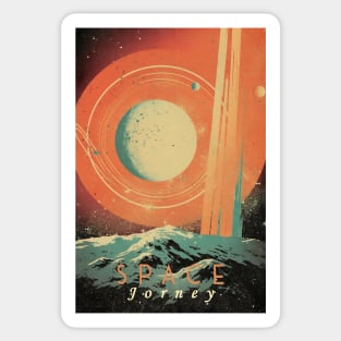 Space Adventure Vintage Travel Poster Sticker